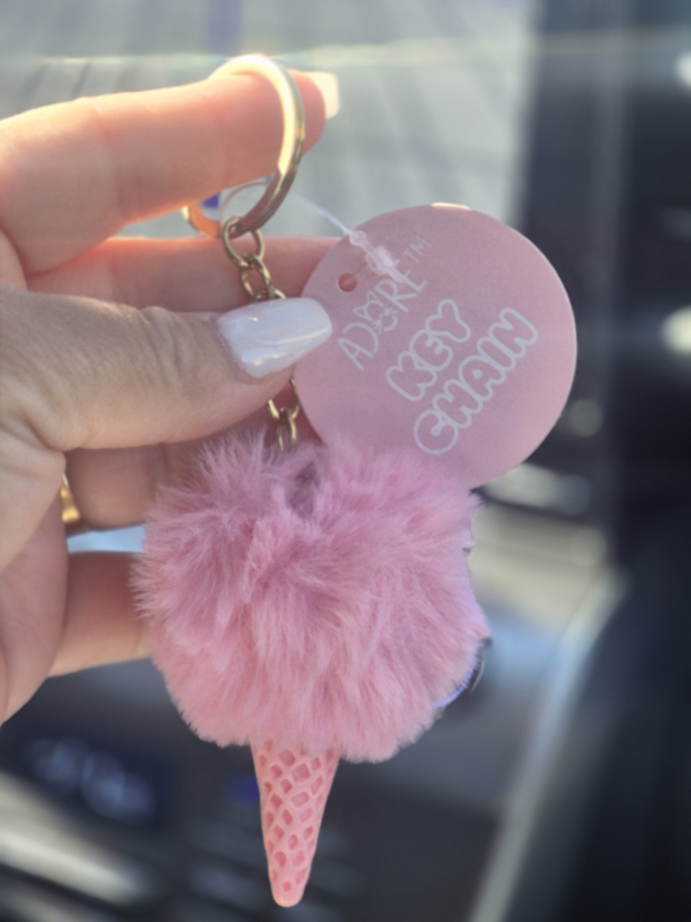 Adore Pink Pom-Pom Ice Cream Keychain Bag Backpack Purse Keyring Accesories